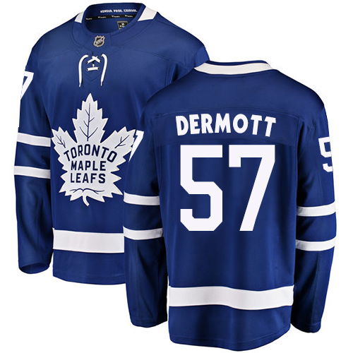 Youth Toronto Maple Leafs #57 Travis Dermott Authentic Royal Blue Home Fanatics Branded Breakaway NHL Jersey