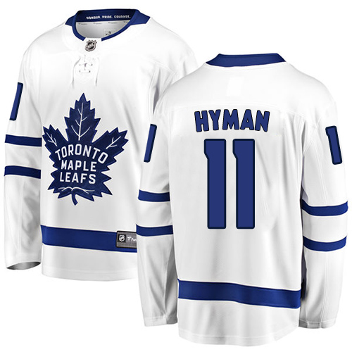 Youth Toronto Maple Leafs #11 Zach Hyman Authentic White Away Fanatics Branded Breakaway NHL Jersey