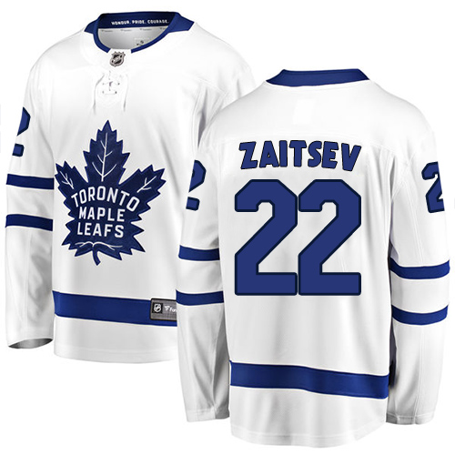 Men's Toronto Maple Leafs #22 Nikita Zaitsev Authentic White Away Fanatics Branded Breakaway NHL Jersey