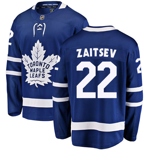 Youth Toronto Maple Leafs #22 Nikita Zaitsev Authentic Royal Blue Home Fanatics Branded Breakaway NHL Jersey