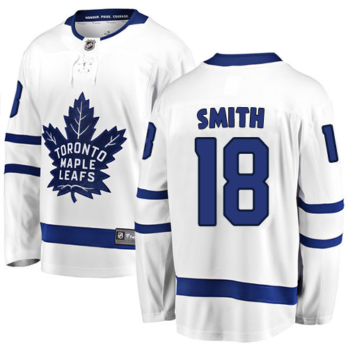 Youth Toronto Maple Leafs #18 Ben Smith Authentic White Away Fanatics Branded Breakaway NHL Jersey