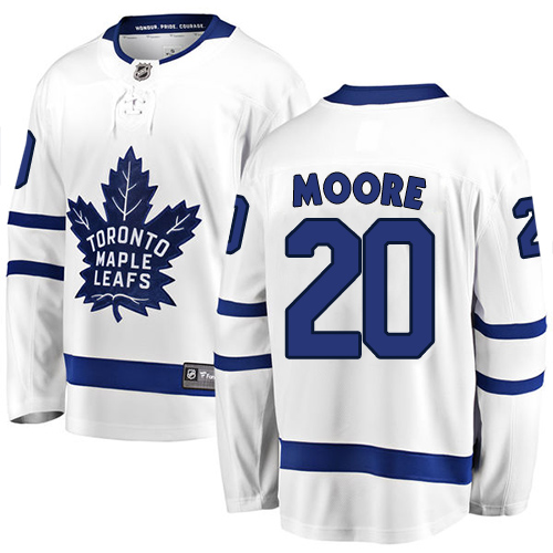 Youth Toronto Maple Leafs #20 Dominic Moore Authentic White Away Fanatics Branded Breakaway NHL Jersey
