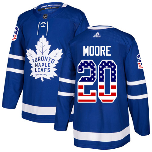 Men's Adidas Toronto Maple Leafs #20 Dominic Moore Authentic Royal Blue USA Flag Fashion NHL Jersey