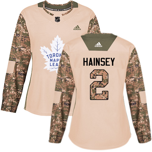 Women's Adidas Toronto Maple Leafs #2 Ron Hainsey Authentic Camo Veterans Day Practice NHL Jersey