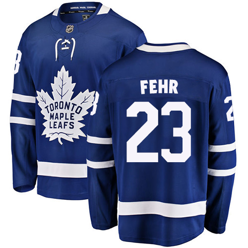 Men's Toronto Maple Leafs #23 Eric Fehr Authentic Royal Blue Home Fanatics Branded Breakaway NHL Jersey