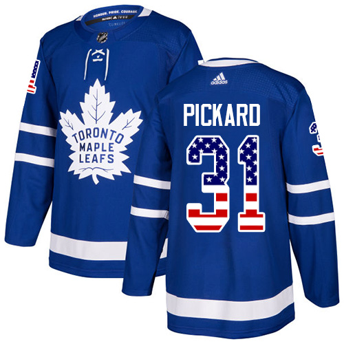 Youth Adidas Toronto Maple Leafs #31 Calvin Pickard Authentic Royal Blue USA Flag Fashion NHL Jersey
