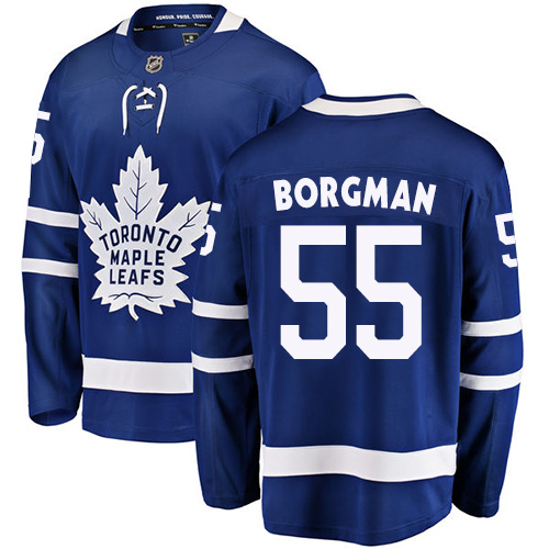 Men's Toronto Maple Leafs #55 Andreas Borgman Authentic Royal Blue Home Fanatics Branded Breakaway NHL Jersey