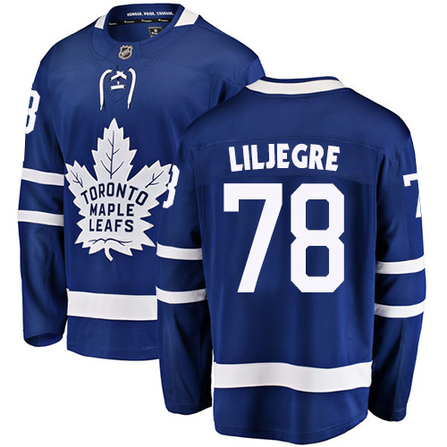 Men's Toronto Maple Leafs #78 Timothy Liljegre Authentic Royal Blue Home Fanatics Branded Breakaway NHL Jersey