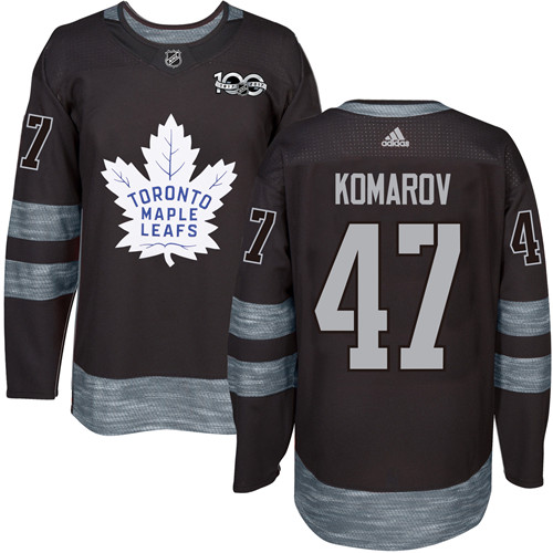 Men's Adidas Toronto Maple Leafs #47 Leo Komarov Premier Black 1917-2017 100th Anniversary NHL Jersey