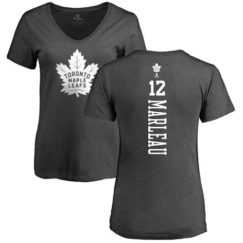 NHL Women's Adidas Toronto Maple Leafs #12 Patrick Marleau Charcoal One Color Backer T-Shirt