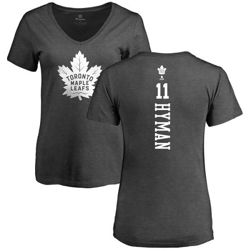 NHL Women's Adidas Toronto Maple Leafs #11 Zach Hyman Charcoal One Color Backer T-Shirt