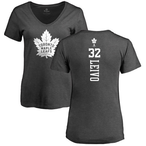 NHL Women's Adidas Toronto Maple Leafs #32 Josh Leivo Charcoal One Color Backer T-Shirt