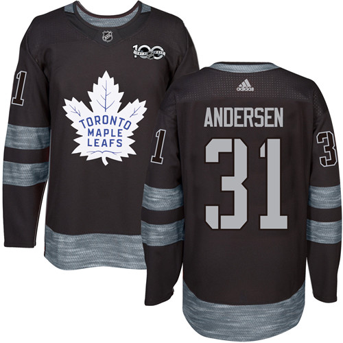 Men's Adidas Toronto Maple Leafs #31 Frederik Andersen Premier Black 1917-2017 100th Anniversary NHL Jersey