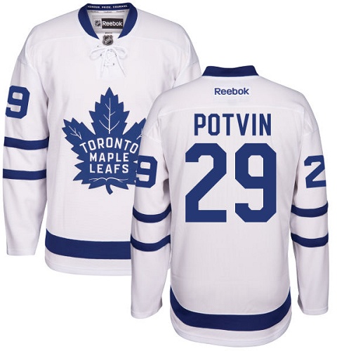 Men's Reebok Toronto Maple Leafs #29 Felix Potvin Authentic White Away NHL Jersey