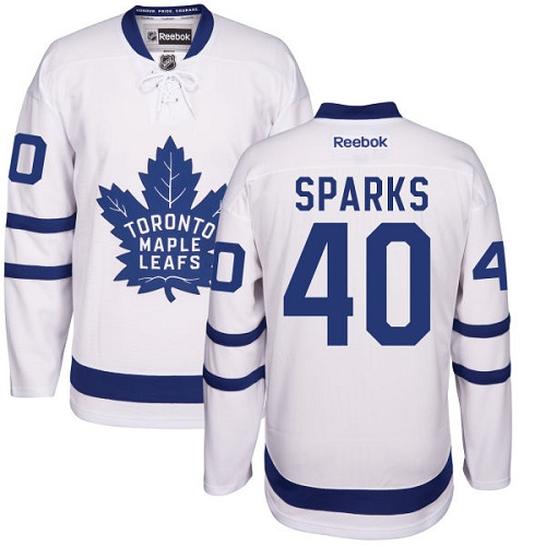 Men's Reebok Toronto Maple Leafs #40 Garret Sparks Authentic White Away NHL Jersey