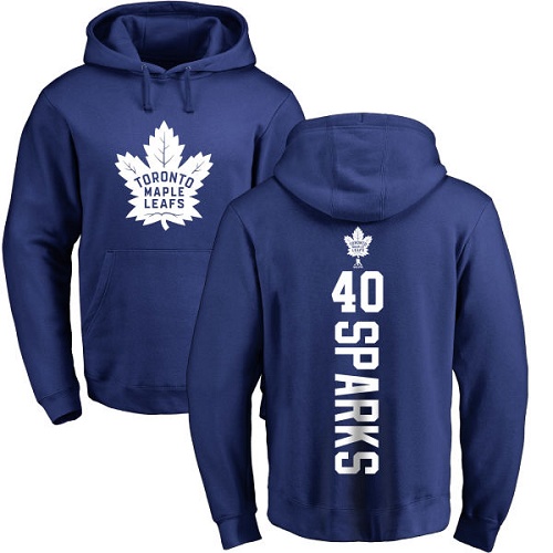NHL Adidas Toronto Maple Leafs #40 Garret Sparks Royal Blue Backer Pullover Hoodie