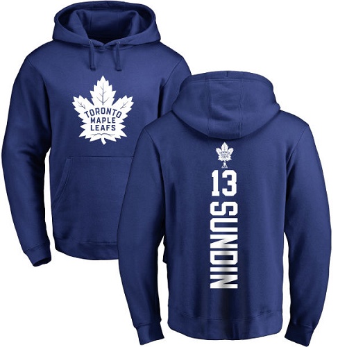 NHL Adidas Toronto Maple Leafs #13 Mats Sundin Royal Blue Backer Pullover Hoodie