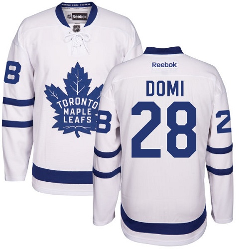 Men's Reebok Toronto Maple Leafs #28 Tie Domi Authentic White Away NHL Jersey