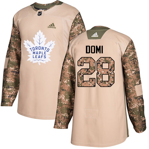 Men's Adidas Toronto Maple Leafs #28 Tie Domi Authentic Camo Veterans Day Practice NHL Jersey