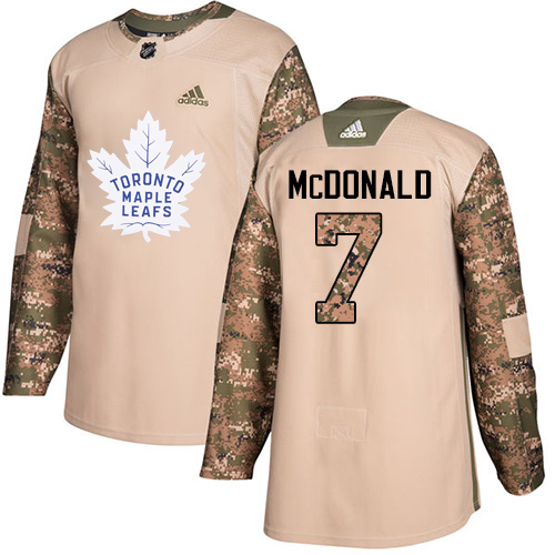 Men's Adidas Toronto Maple Leafs #7 Lanny McDonald Authentic Camo Veterans Day Practice NHL Jersey