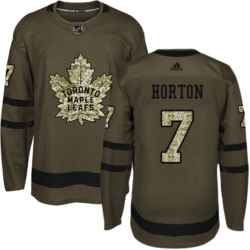 Men's Adidas Toronto Maple Leafs #7 Tim Horton Authentic Green Salute to Service NHL Jersey