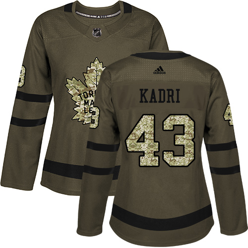 Women's Adidas Toronto Maple Leafs #43 Nazem Kadri Authentic Green Salute to Service NHL Jersey