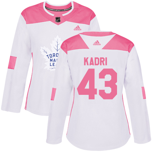 Women's Adidas Toronto Maple Leafs #43 Nazem Kadri Authentic White/Pink Fashion NHL Jersey