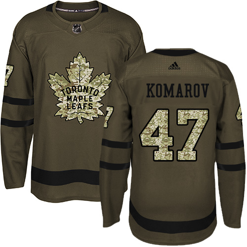 Men's Adidas Toronto Maple Leafs #47 Leo Komarov Authentic Green Salute to Service NHL Jersey