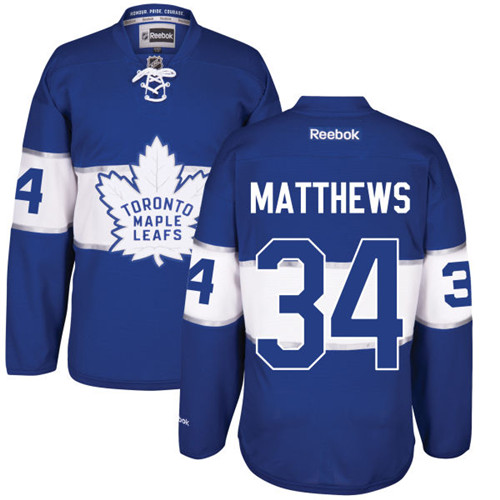 Men's Reebok Toronto Maple Leafs #34 Auston Matthews Authentic Royal Blue 2017 Centennial Classic NHL Jersey