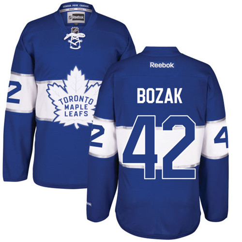 Men's Reebok Toronto Maple Leafs #42 Tyler Bozak Authentic Royal Blue 2017 Centennial Classic NHL Jersey