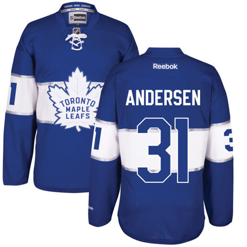 Men's Reebok Toronto Maple Leafs #31 Frederik Andersen Authentic Royal Blue 2017 Centennial Classic NHL Jersey