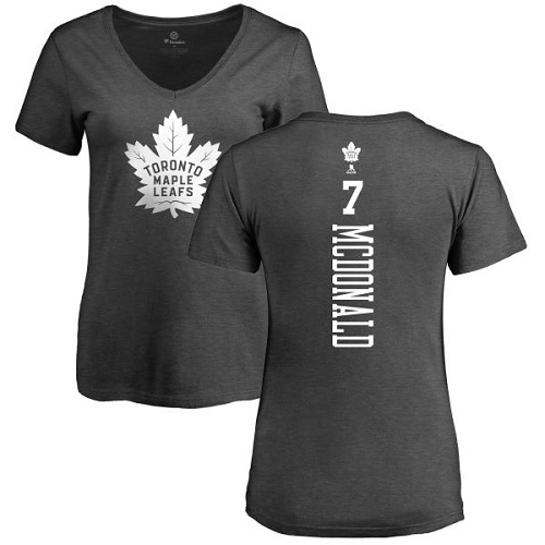 NHL Women's Adidas Toronto Maple Leafs #7 Lanny McDonald Charcoal One Color Backer T-Shirt