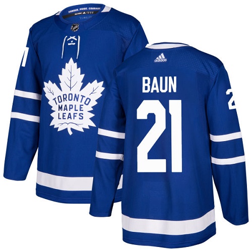 Men's Adidas Toronto Maple Leafs #21 Bobby Baun Premier Royal Blue Home NHL Jersey
