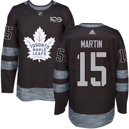 Men's Adidas Toronto Maple Leafs #15 Matt Martin Authentic Black 1917-2017 100th Anniversary NHL Jersey