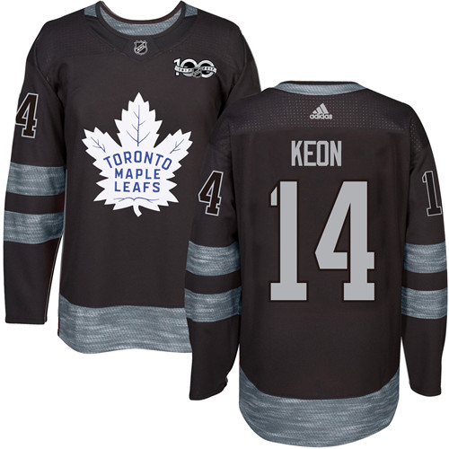 Men's Adidas Toronto Maple Leafs #14 Dave Keon Authentic Black 1917-2017 100th Anniversary NHL Jersey