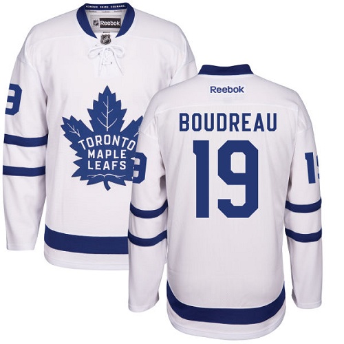 Men's Reebok Toronto Maple Leafs #19 Bruce Boudreau Authentic White Away NHL Jersey