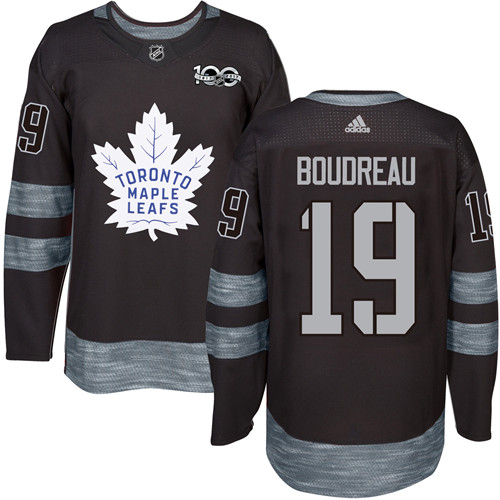 Men's Adidas Toronto Maple Leafs #19 Bruce Boudreau Authentic Black 1917-2017 100th Anniversary NHL Jersey