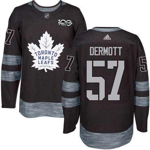 Men's Adidas Toronto Maple Leafs #57 Travis Dermott Premier Black 1917-2017 100th Anniversary NHL Jersey