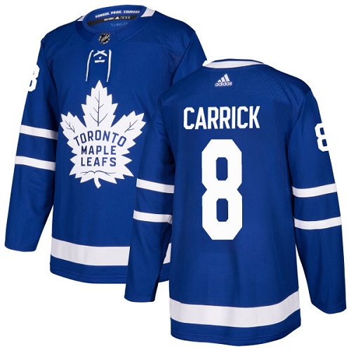 Men's Adidas Toronto Maple Leafs #8 Connor Carrick Authentic Royal Blue Home NHL Jersey