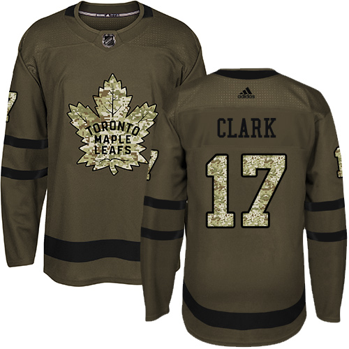 Men's Adidas Toronto Maple Leafs #17 Wendel Clark Authentic Green Salute to Service NHL Jersey