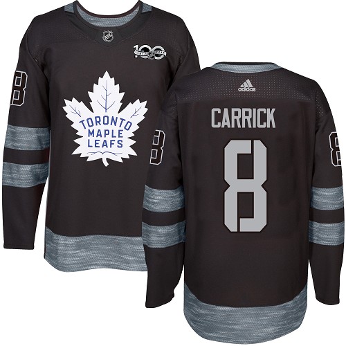 Men's Adidas Toronto Maple Leafs #8 Connor Carrick Authentic Black 1917-2017 100th Anniversary NHL Jersey