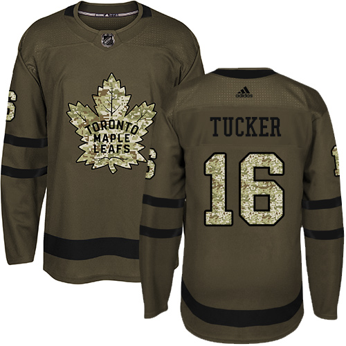 Men's Adidas Toronto Maple Leafs #16 Darcy Tucker Authentic Green Salute to Service NHL Jersey