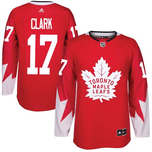 Men's Adidas Toronto Maple Leafs #17 Wendel Clark Authentic Red Alternate NHL Jersey