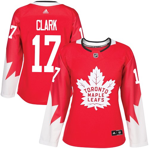 Women's Adidas Toronto Maple Leafs #17 Wendel Clark Authentic Red Alternate NHL Jersey