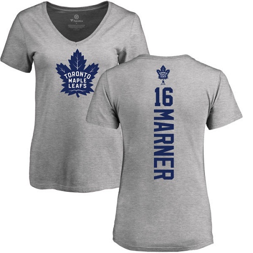 NHL Women's Adidas Toronto Maple Leafs #16 Mitchell Marner Ash Backer T-Shirt