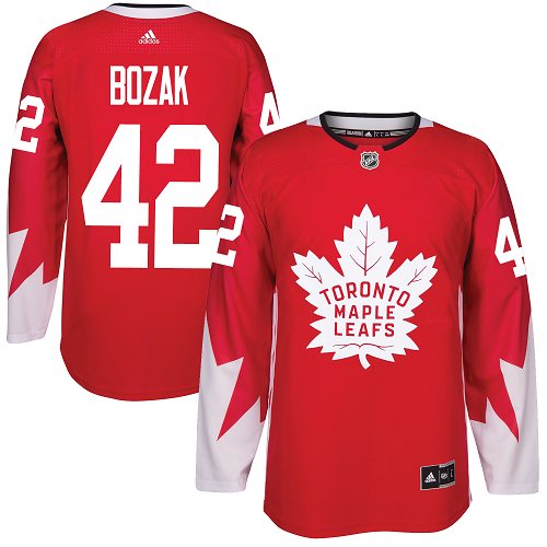 Men's Adidas Toronto Maple Leafs #42 Tyler Bozak Authentic Red Alternate NHL Jersey