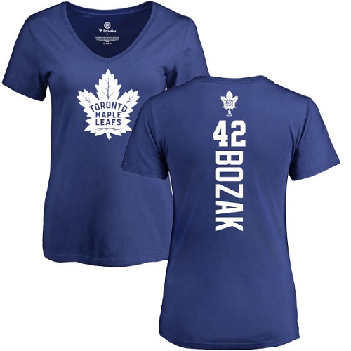 NHL Women's Adidas Toronto Maple Leafs #42 Tyler Bozak Royal Blue Backer T-Shirt