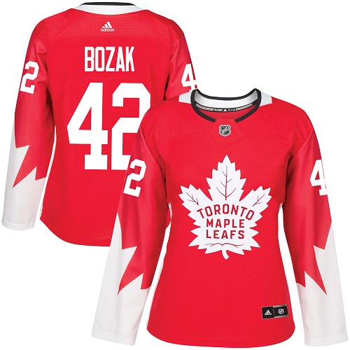 Women's Adidas Toronto Maple Leafs #42 Tyler Bozak Authentic Red Alternate NHL Jersey