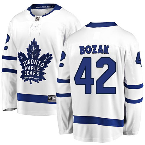 Men's Toronto Maple Leafs #42 Tyler Bozak Authentic White Away Fanatics Branded Breakaway NHL Jersey