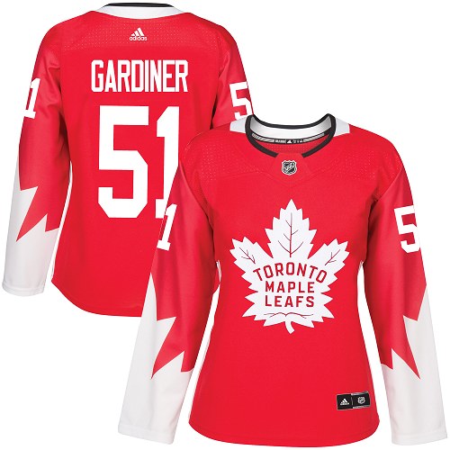 Women's Adidas Toronto Maple Leafs #51 Jake Gardiner Authentic Red Alternate NHL Jersey